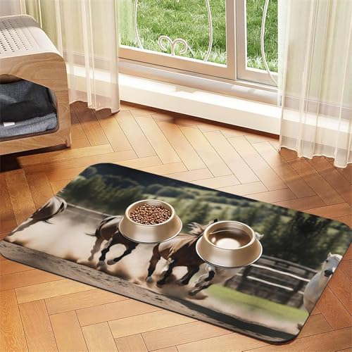 Saugfähige Tischdecke mit drei laufenden Pferden, spezielles Pad für Futternäpfe, rollbar zur Aufbewahrung, ideal für Futternäpfe Saugfähige Tischdecke mit drei laufenden Pferden, spezielles Pad für Futternäpfe, rollbar zur Aufbewahrung, ideal für Futternäpfe von Hhwwtye
