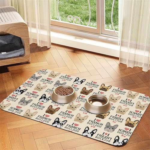 Saugfähige Tischdecke mit französischem Hund, spezielles Pad für Futternäpfe, rollbar zur Aufbewahrung, ideal für Futternäpfe Saugfähige Tischdecke mit französischem Hund, spezielles Pad für Futternäpfe, rollbar zur Aufbewahrung, ideal für Futternäpfe von Hhwwtye