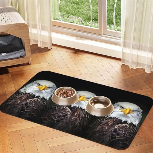 Saugfähige Tischdecke mit weißem Kopf und Adler-Druck, spezielles Pad für Futternäpfe, rollbar zur Aufbewahrung, ideal für Futternäpfe Saugfähige Tischdecke mit weißem Kopf und Adler-Druck, spezielles Pad für Futternäpfe, rollbar zur Aufbewahrung, ideal für Futternäpfe von Hhwwtye