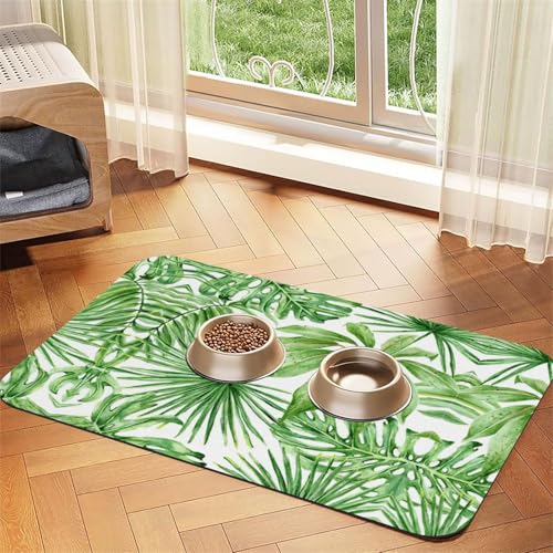 Tropische Palmen-Bananenblätter, saugfähige Tischdecke, spezielles Pad für Futternäpfe, rollbar zur Aufbewahrung, ideal für Futternäpfe von Hhwwtye
