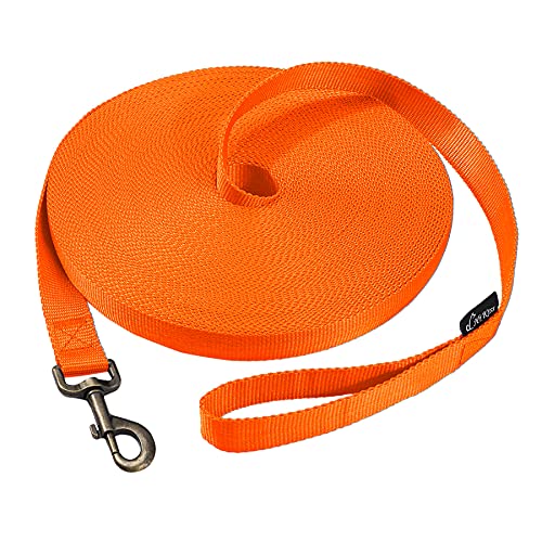 HIKISS lange Hundeleine Gehorsamkeits-Schleppleine mit dickem Material für große Hunde – 4,6 m 6,1 m 9,1 m 15,2 m 30,5 m Trainingsleine (Orange 15,2 m) von Hi Kiss