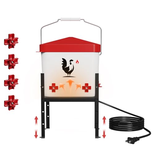 Beheizte Hühnerbewässerung, 2 Gallonen Hühner Geflügeltränke mit Nippeln, Höhenverstellbar & Abnehmbarer Ständer, Ganzjahres-Hähnchenstall-Bewässerung, Hühnerwasserbereiter (Rote Abdeckung) Beheizte Hühnerbewässerung, 2 Gallonen Hühner Geflügeltränke mit Nippeln, Höhenverstellbar & Abnehmbarer Ständer, Ganzjahres-Hähnchenstall-Bewässerung, Hühnerwasserbereiter (Rote Abdeckung) von Hi-Na