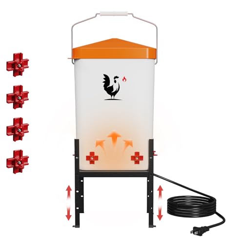 Beheizte Hühnerbewässerung, 3 Gallonen Hühner Geflügeltränke mit Nippeln, Höhenverstellbar & Abnehmbarer Ständer, Ganzjahres-Hähnchenstall-Bewässerung, Hühnerwasserbereiter (orangefarbene Abdeckung) Beheizte Hühnerbewässerung, 3 Gallonen Hühner Geflügeltränke mit Nippeln, Höhenverstellbar & Abnehmbarer Ständer, Ganzjahres-Hähnchenstall-Bewässerung, Hühnerwasserbereiter (orangefarbene Abdeckung) von Hi-Na
