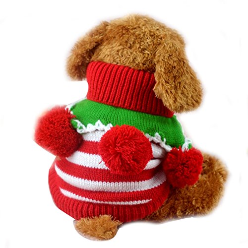 Netter Warmer Rollkragenpullover Hund Hoodie Streifen Sweater Winter Weihnachten Urlaub Strickpullover Strickwaren Puppy Costume von HI SUYI