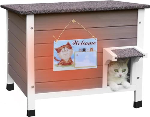HiCaptain 100% Vollisoliert Katzenhaus mit 6-Seiten Schaum,Wetterfeste Katzenhütte draußen für mehrere Katzen, Katzenhaus Outdoor Winterfest-61 x 51 x 54 cm (Grau) von HiCaptain