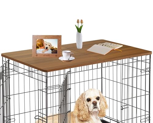 HiCaptain Faltbare Hundekäfig-Tischaufsatz, 121,9 cm, aus Holz, langlebig, dekorative Hundehütte, Tischdekoration für große Hunde, rustikaler Stil von HiCaptain