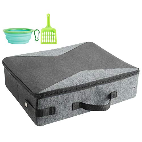 HiCaptain Faltbare Tragbare Katzentoilette - Faltbare Katzentoilette mit Deckel - Geeignet für Roadtrip, Camping, Hotel - 40cm x 30cm x 12cm, Grau (M, schwarz/grau) HiCaptain Faltbare Tragbare Katzentoilette - Faltbare Katzentoilette mit Deckel - Geeignet für Roadtrip, Camping, Hotel - 40cm x 30cm x 12cm, Grau (M, schwarz/grau) von HiCaptain