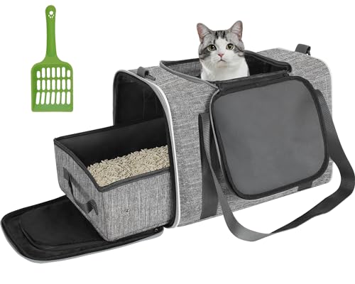 HiCaptain Tragbare Katzentoilette für Reisen, tragbar, leicht, auslaufsicher, zusammenklappbar, für Katzen bis zu 6,8 kg, für Autofahrten, Camping, Wandern oder Hotel von HiCaptain