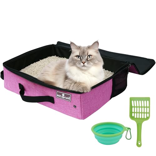 HiCaptain Tragbare Katzentoilette mit Deckel, zusammenklappbare Reisetoilette für mittelgroße und große Katzen, auslaufsicher, faltbare Standard-Katzentoilette für Reisen - Rosa HiCaptain Tragbare Katzentoilette mit Deckel, zusammenklappbare Reisetoilette für mittelgroße und große Katzen, auslaufsicher, faltbare Standard-Katzentoilette für Reisen - Rosa von HiCaptain