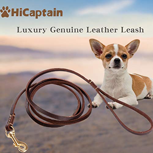 Hundeleine Fettleder kleine Hunde bis zu 8 kgs, Leder Haustierleine (1,80m x 8mm | Braun) von HiCaptain