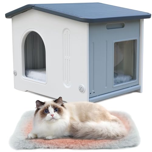 Katzenhäuser für Indoor-Katzen, Kunststoff, wilde Katze, Outdoor, Katzenhaus für kleine, mittelgroße Katzen, Kätzchen, Bett, Haustiere, Grau Katzenhäuser für Indoor-Katzen, Kunststoff, wilde Katze, Outdoor, Katzenhaus für kleine, mittelgroße Katzen, Kätzchen, Bett, Haustiere, Grau von HiCaptain