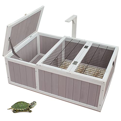 Schildkrötenhaus Schildkröte Habitat Einschließung Holz Kleintierhütte Indoor Outdoor -91.5 x 61 x 33 cm von HiCaptain