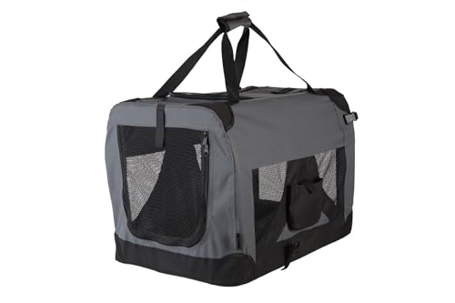 HiPet® Faltbare Transporttasche für große Hunde und Katzen - Grau - Robuste Struktur, Waschbare Abdeckung, Sicherheitsverschluss aus Kunststoff, Ideal für Große Rasse (XXL) von HiPet