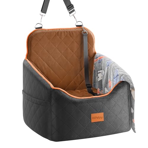 HiPetpy Hunde Autositz –Autositz mit Decke & dickem Kissen für kleine Hunde bis 14 kg/30 lb, Erhöhtes Design mit Sicherheitsleine, rutschfestes Hundebett fürs Auto mit Aufbewahrungstaschen (Braun) HiPetpy Hunde Autositz –Autositz mit Decke & dickem Kissen für kleine Hunde bis 14 kg/30 lb, Erhöhtes Design mit Sicherheitsleine, rutschfestes Hundebett fürs Auto mit Aufbewahrungstaschen (Braun) von HiPetpy