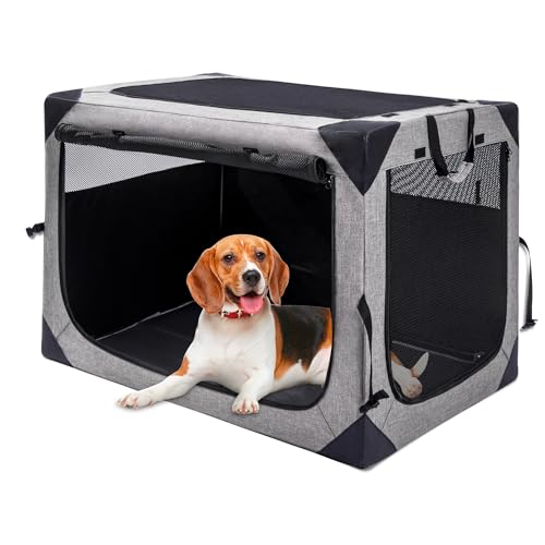 Hiaksedt Hundekäfig, 91,4 cm, faltbar, weich, 3 Türen, faltbar, weich, für große Hunde, tragbarer Haustier-Reisekäfig mit kaufestem Netzfenster für den Außenbereich Hiaksedt Hundekäfig, 91,4 cm, faltbar, weich, 3 Türen, faltbar, weich, für große Hunde, tragbarer Haustier-Reisekäfig mit kaufestem Netzfenster für den Außenbereich von Hiaksedt
