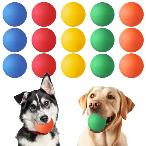 Hiboom Hundespielzeug aus Gummi, hohe Sprungkraft, Tennisball, Hundespielzeug, Welpenspielzeug zum Zahnen, 6,1 cm, für kleine Hunde, schwimmfähig, für Park, Strand, Training, bunt, 15 Stück von Hiboom
