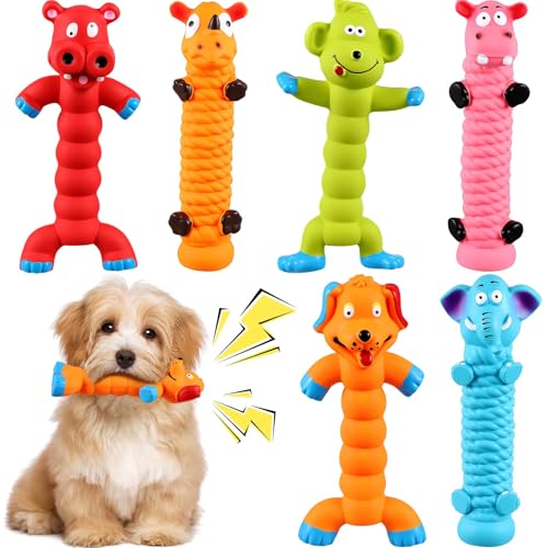 Hiboom Quietschspielzeug für Hunde, aus Latex, stehend, für Welpen, Apportieren, interaktives Spielen, Gummi, Kauspielzeug für kleine, mittelgroße und große Hunde, 20,3 cm, 6 Stück von Hiboom