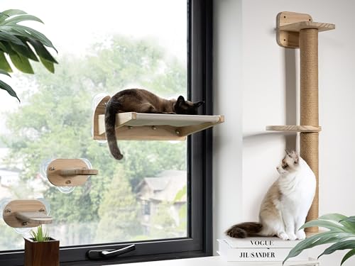 HibroPet Katzen-Fensterstange und Katzen-Wandregale, 2-in-1, Katzen-Hängematte, Stufen und 3 Ebenen, großes Katzen-Sitzbett für Wand und Fenster, Massivholz, Katzenmöbel zur Wandmontage, 18 starke HibroPet Katzen-Fensterstange und Katzen-Wandregale, 2-in-1, Katzen-Hängematte, Stufen und 3 Ebenen, großes Katzen-Sitzbett für Wand und Fenster, Massivholz, Katzenmöbel zur Wandmontage, 18 starke von HibroPet