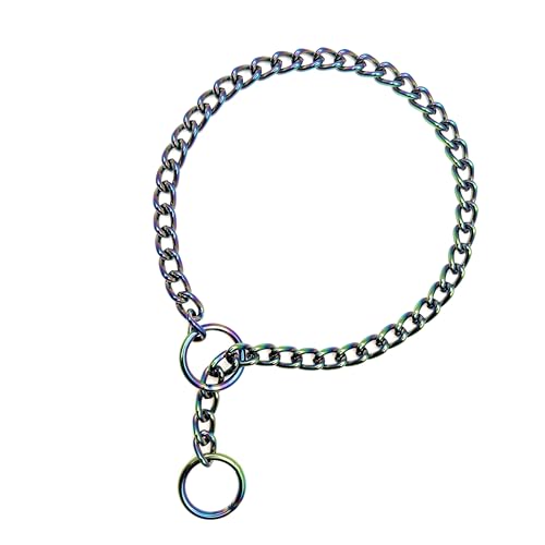 Hicost Schwerketten-Hundehalsband, verstellbar, wetterfest, Stahllegierung, Halskette für kleine, mittelgroße und große Hunde (M, Regenbogen) von Hicost