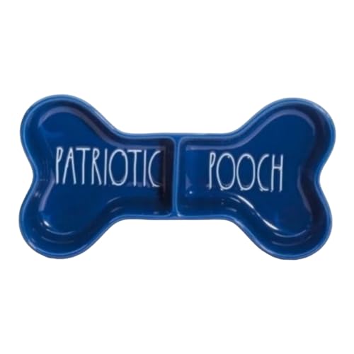 Hidd_ntr_asur_s Patriotic Pooch Futternapf, Knochenform, geteilt, 27,9 cm, Blau von Hidd_ntr_asur_s