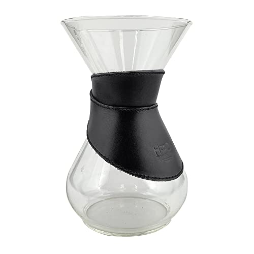 Hide & Drink, Pour Over Collar kompatibel mit Chemex 6 Tassen Glas handgefertigt aus Vollnarbenleder - Anthrazit Schwarz von Hide & Drink