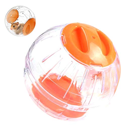 Hamsterball für Kleintiere Mini Transparent Design Hamster Crystal Laufbälle Spielzeug Kleines Haustier Übungsbälle 12cm Mini transparentem Kunststoff Hamster Gymnastikball(Orange) von Hidyliu