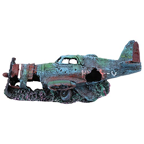 Hidyliu Aquarium Ornamente 25 × 12 × 9 Künstliches Beschädigtes Flugzeug Aquarium Fisch Ornament Landschafts Dekoration Dekor von Hidyliu