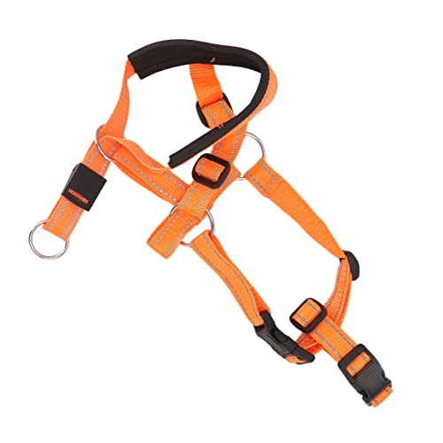 Hidyliu Hundekopfgeschirr Hundehalsband Atmungsaktives Hundekopfgeschirr Hundemundschutz mit Verstellbarem Riemen für den Außenbereich (Orange) von Hidyliu