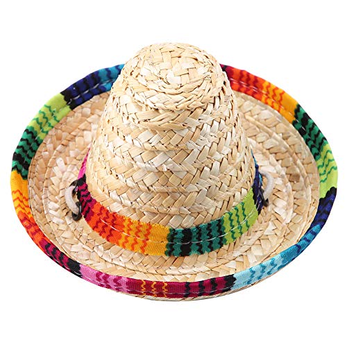 Hidyliu Mini-Sombrero-Partyhut aus Stroh für Kleine Haustiere/Welpen/Katzen mit Verstellbarem Baumwollseil Hidyliu Mini-Sombrero-Partyhut aus Stroh für Kleine Haustiere/Welpen/Katzen mit Verstellbarem Baumwollseil von Hidyliu