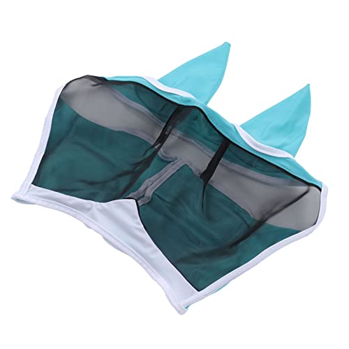 Hidyliu Pferde-Fliegenmaske, Atmungsaktiv, Bequem, Weich, Feines Netz-Design, Pferde-Gesichtsmaske, Pferdezubehör mit Ohren, Atmungsaktive Pferde-Gesichtsmaske (Blau) von Hidyliu