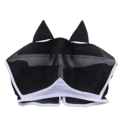 Hidyliu Pferde-Fliegenmaske, Atmungsaktiv, Bequem, Weich, Feines Netz-Design, Pferde-Gesichtsmaske, Pferdezubehör mit Ohren, Atmungsaktive Pferde-Gesichtsmaske (Schwarz) von Hidyliu
