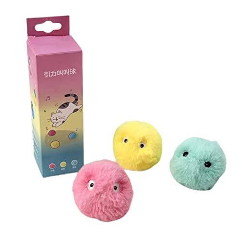 Hidyliu Spielzeug Ball Plüsch Katzenminze Ball Katzenspielzeug Lebensechte Tierzwitschergeräusche Interaktives Katzenspielzeug Weiches, Flauschiges Plüschkatzenballspielzeug (Plüsch-Dreierpacks) von Hidyliu