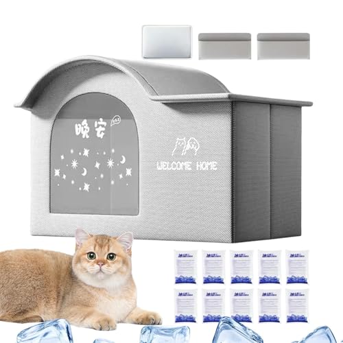 Hiemible Kühlendes Katzenhaus - Tierunterstand | Isoliertes Zusammenklappbares Tragbares Kühlhaus Für Katzen Und Hunde Drinnen Und Draußen Hiemible Kühlendes Katzenhaus - Tierunterstand | Isoliertes Zusammenklappbares Tragbares Kühlhaus Für Katzen Und Hunde Drinnen Und Draußen von Hiemible