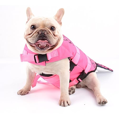 Hifrenchies Hundeschwimmweste Hai Schwimmweste Haustier Sicherheit Badeanzug Rettungsweste für Französische Bulldogge(Größe M, Meerjungfrau) von Hifrenchies