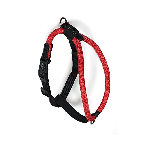 High5Dogs, orangenes ergonomisches Geschirr für Outdoor-Aktivitäten, verstellbar von 51 bis 61cm, mit gepolsterten Schultergurten und verstärkter Sicherheit, Größe S-M, orange, Freizeit-Seilmodell von High5Dogs