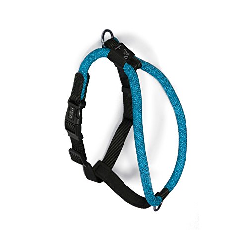 High5Dogs, Ergonomisches Geschirr für Hunde, verstellbar von 51 bis 61 cm, aus strapazierfähigen Materialien, verstärkte Sicherheit, modernes Design, Blaue Farbe, Größe S-M, Freizeitseilmodell von High5Dogs