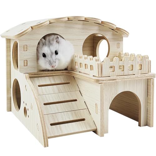 Highland Farms Select Hamsterhaus, kleines Haus mit Rutsche, Doppeldeckerhütte, Hamsterkäfig-Zubehör, Kleintier-Lebensraum-Dekoration für Hamster Highland Farms Select Hamsterhaus, kleines Haus mit Rutsche, Doppeldeckerhütte, Hamsterkäfig-Zubehör, Kleintier-Lebensraum-Dekoration für Hamster von Highland Farms Select