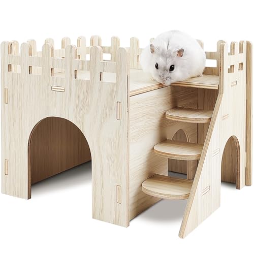 Highland Farms Select Hamsterhaus - Doppeldeckerhütte mit Rutsche, Meerschweinchenburg, Kleintier-Lebensraum Dekor von Highland Farms Select