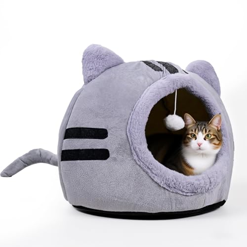 Katzenbetten für Hauskatzen,Katze Form 40x40x32cm Katzenhöhle große Katzen Dunkelgrau,Faltbare Katzenbett mit waschbaren Kissen, Katzenzelt für Kätzchen kleine, mittelgroße Haustier Katzenbetten für Hauskatzen,Katze Form 40x40x32cm Katzenhöhle große Katzen Dunkelgrau,Faltbare Katzenbett mit waschbaren Kissen, Katzenzelt für Kätzchen kleine, mittelgroße Haustier von Highlandhue
