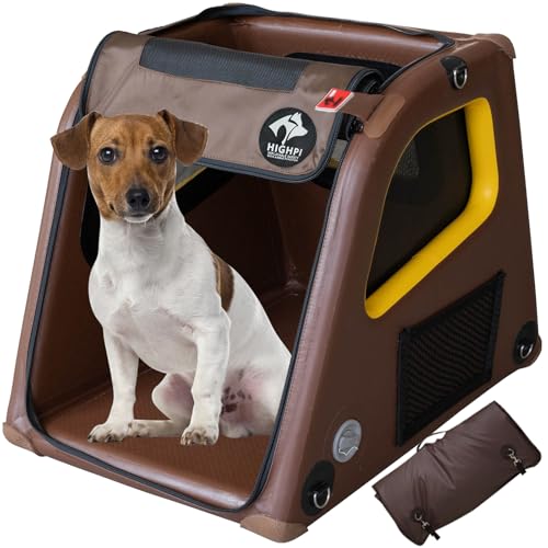 Faltbare tragbare weiche Hundebox Highpi Aufblasbare Reisebox für kleine mittelgroße Hunde, wasserdichte Hundehütte Outdoor Indoor, Sicherheit Faltbarer Hundekäfig für Auto Zuhause, Hundetrage 55,9 cm Faltbare tragbare weiche Hundebox Highpi Aufblasbare Reisebox für kleine mittelgroße Hunde, wasserdichte Hundehütte Outdoor Indoor, Sicherheit Faltbarer Hundekäfig für Auto Zuhause, Hundetrage 55,9 cm von Highpi
