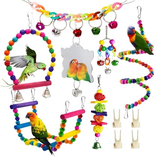 Vogelspielzeug, Sittiche, Käfig-Zubehör: 11 Stück Papageienspielzeug, Schaukelleiter, Natur, kleine Vögel, Zubehör für Nymphensittiche, Sittiche, Wellensittiche, Kanarienvögel, Finken, Quaker Vogelspielzeug, Sittiche, Käfig-Zubehör: 11 Stück Papageienspielzeug, Schaukelleiter, Natur, kleine Vögel, Zubehör für Nymphensittiche, Sittiche, Wellensittiche, Kanarienvögel, Finken, Quaker von Higliocas