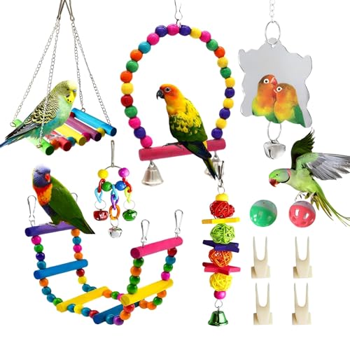 Vogelspielzeug, Sittiche, Käfig-Zubehör: 12 Stück Papageienspielzeug, Schaukelleiter, Natur, kleine Vögel, Zubehör für Nymphensittiche, Sittiche, Wellensittiche, Kanarienvögel, Finken, Quaker Vogelspielzeug, Sittiche, Käfig-Zubehör: 12 Stück Papageienspielzeug, Schaukelleiter, Natur, kleine Vögel, Zubehör für Nymphensittiche, Sittiche, Wellensittiche, Kanarienvögel, Finken, Quaker von Higliocas