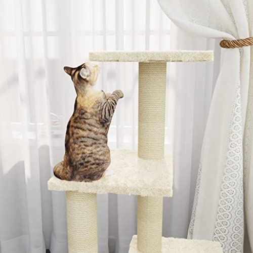 Higsose Innenbereich Aktivitätskratzbäum mit Sisal-Kratzsäulen Creme 35x54x92 cm Holz&Plüsch Katzen-Spielplatz mit Plattformen Tätigkeitsbereich für Haustiere Kratzen Klettern Ausruhen Higsose Innenbereich Aktivitätskratzbäum mit Sisal-Kratzsäulen Creme 35x54x92 cm Holz&Plüsch Katzen-Spielplatz mit Plattformen Tätigkeitsbereich für Haustiere Kratzen Klettern Ausruhen von Higsose