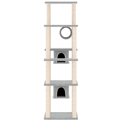 Higsose Innenbereich Aktivitätskratzbäum mit Sisal-Kratzsäulen Hellgrau 47x74x169 cm Holz Alles-in-einem-Katzenturm mit Häusern Plüsch Katzen-Spielplatz Plattformen Tätigkeitsbereich für Haustiere Higsose Innenbereich Aktivitätskratzbäum mit Sisal-Kratzsäulen Hellgrau 47x74x169 cm Holz Alles-in-einem-Katzenturm mit Häusern Plüsch Katzen-Spielplatz Plattformen Tätigkeitsbereich für Haustiere von Higsose