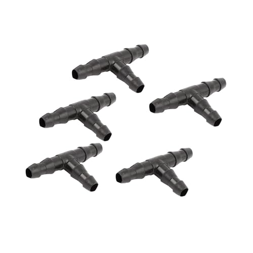Hihaha Kunststoff-3-Wege-T-Adapter für Aquarien, Luftschlauchverbinder, 5 Stück, schwarz, langlebiges Material von Hihaha