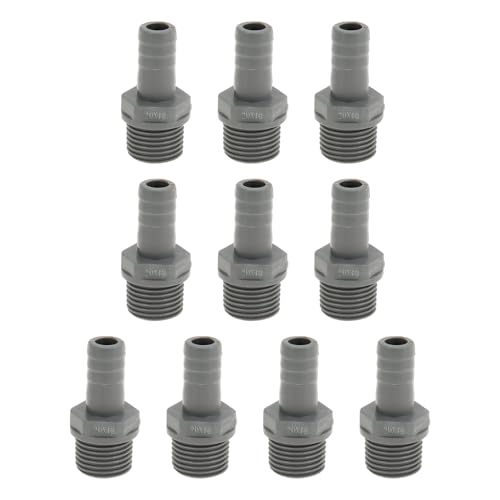 Hihaha Kunststoff-Schlauchstutzen 0,5" 1/2"G Männliches Gewinde Gerader Rohrverbinder Grau 10 Stück von Hihaha