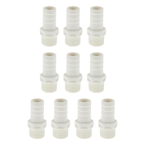 Hihaha Kunststoff-Schlauchstutzen 0,6" 1/2" G Männliches Gewinde Gerader Rohrverbinder Weiß 10 Stück von Hihaha