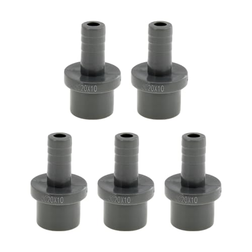 Hihaha Kunststoff-Schlauchstutzen 0,8"x0,4" Gerader Rohrverbinder Grau 5 Stück von Hihaha