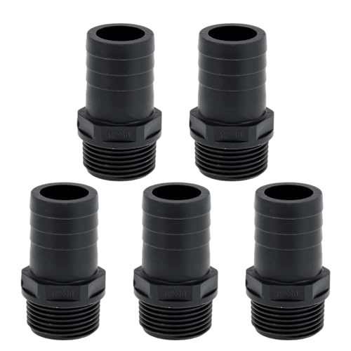 Hihaha Kunststoff-Schlauchstutzen 1,2" 1/2" BSPT Männliches Gewinde Gerader Rohrverbinder 5 Stück von Hihaha