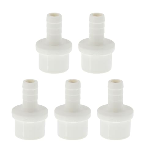 Hihaha Kunststoff-Schlauchstutzen 1"x0,5" Gerader Durchgangsrohrverbinder Weiß 5 Stück von Hihaha
